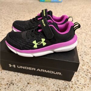 Under Armour Kids Black and Purple Sneakers